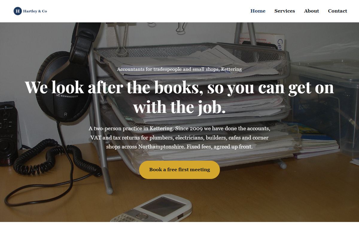 The home page of Hartley & Co